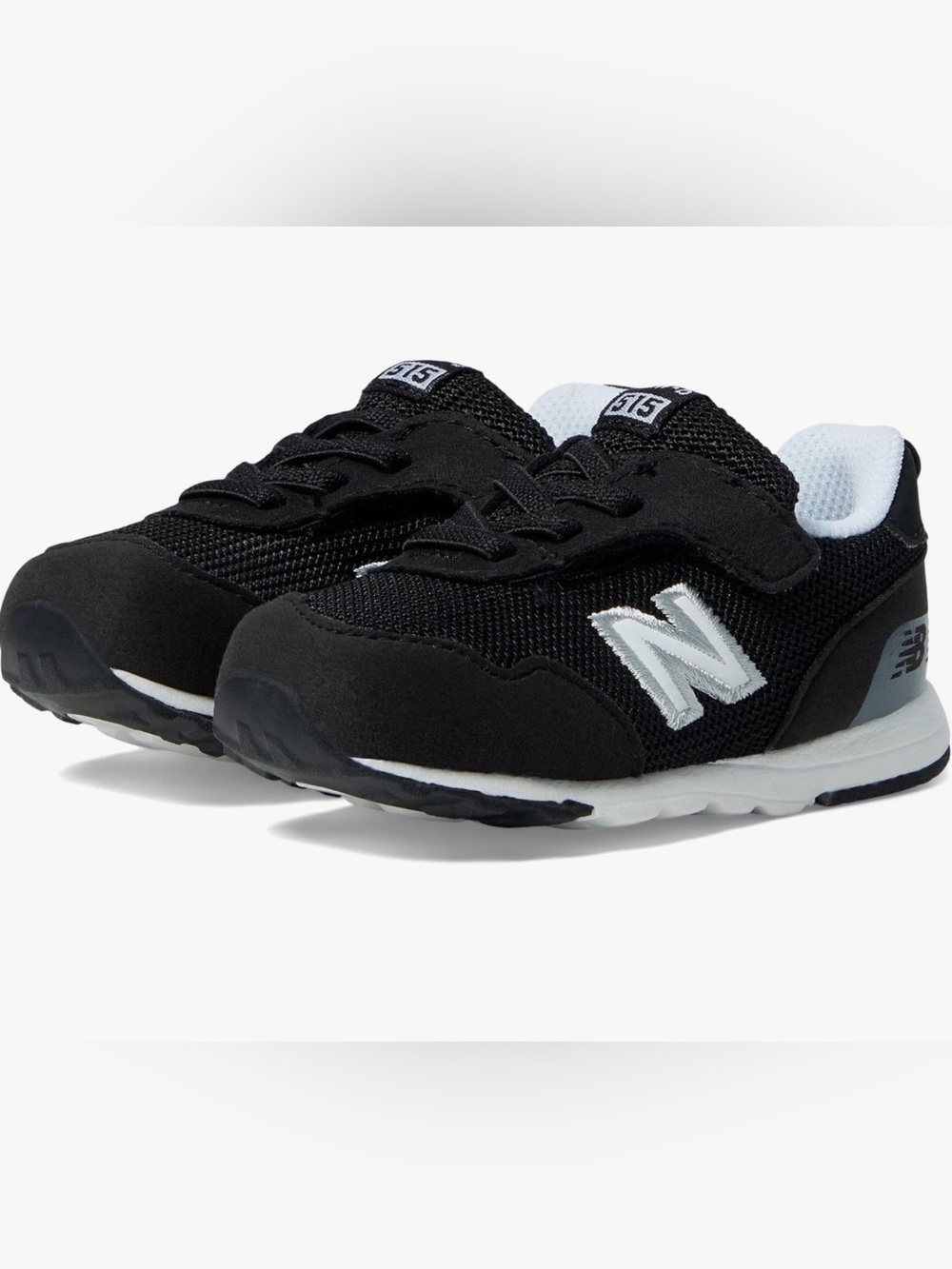 New Balance Kids Black and White 515 Hook-and-Loop Sneakers